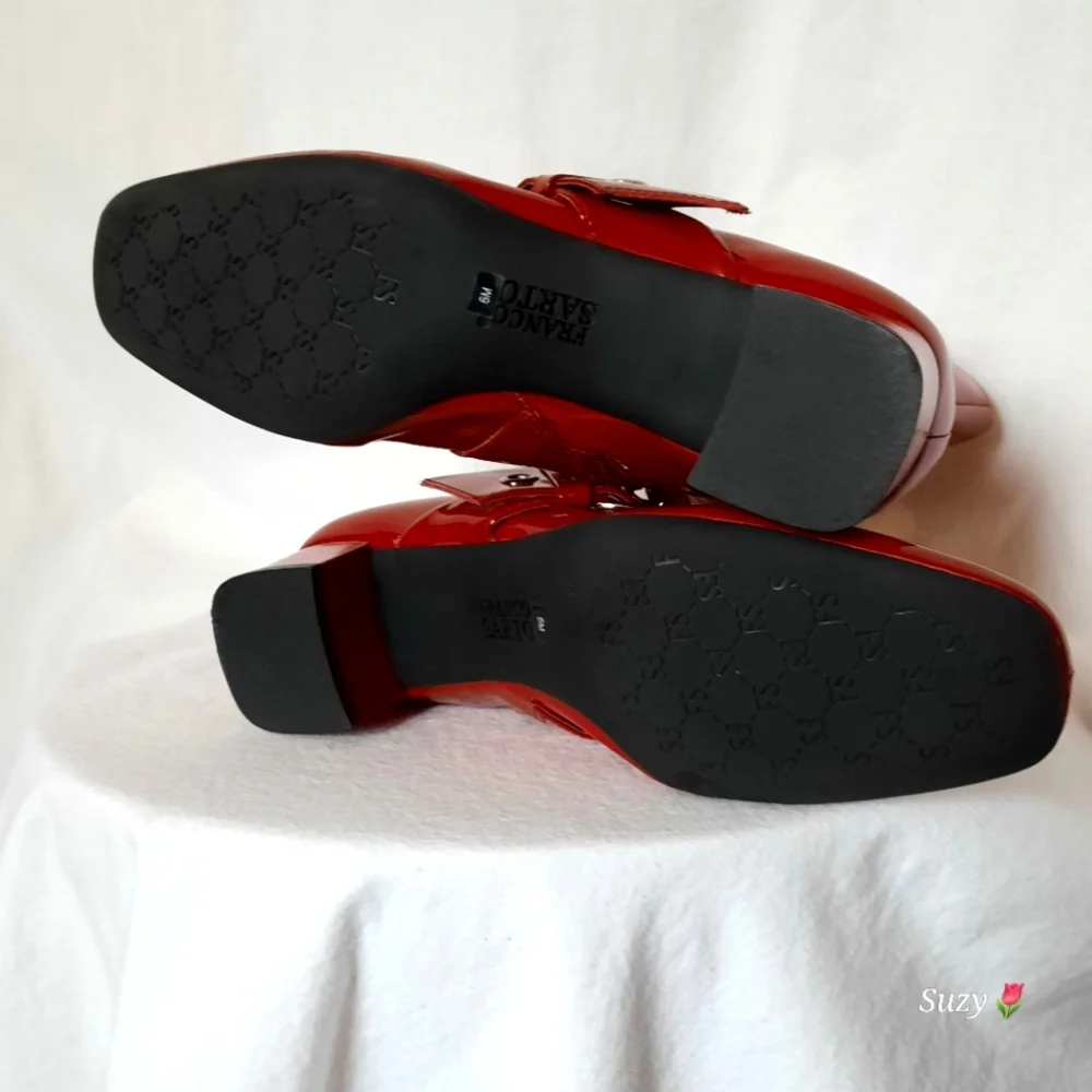 FRANCO SARTO Cherry Red Genuine Patent Leather Booties - Picture 3 of 6